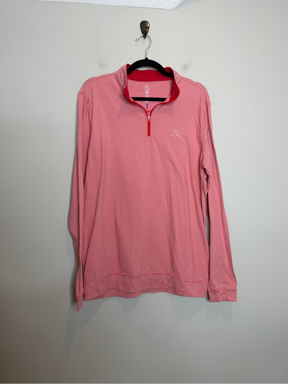 Rhoback Performance Q-Zip Pullover Red White Stripe Mens Medium Golf Quarter Zip